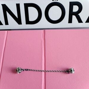 Pandora Silver and Gold Heart Safety Chain Charm